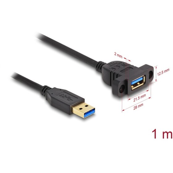 Kabel SuperSpeed USB 5Gbps USB typ A męsko-żeński 1m na panel Delock 87855