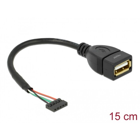 Przewód USB 2.0 2,00mm z 5-pin. listwą - USB 2.0-A żeński 15cm Delock 84831