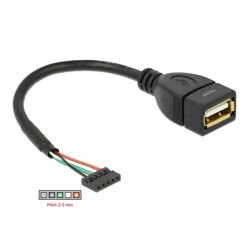 Przewód USB 2.0 2,00mm z 5-pin. listwą - USB 2.0-A żeński 15cm Delock 84831