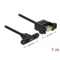 Kabel USB 2.0 micro B gniazdo do montażu - USB 2.0 A gniazdo do montażu 1m Delock 85110