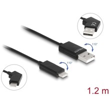 Kabel USB 2.0-A USB-C męsko-męski obrotowy z funkcją szybkiego ładowania 60W 1,2m Delock 80769