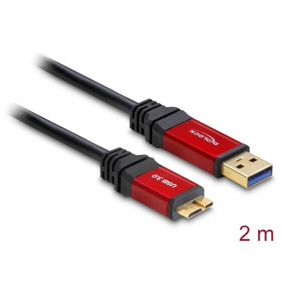 Przewód USB 3.0 typ A męski - USB 3.0 typ micro-B męski 2m Premium Delock 82761