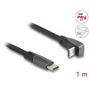 Płaski kabel taśmowy USB 2.0 USB-C męski na USB-C męski kątowy PD 3.0 60W 1m czarny Delock 80751
