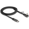 Płaski kabel taśmowy USB 2.0 USB-C męski na USB-C męski kątowy PD 3.0 60W 1m czarny Delock 80751