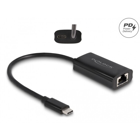 Adapter USB-C do Gigabit LAN z Power Delivery 100W Delock 61026
