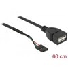 Przewód USB 2.0 z żeńską listwą do 1x USB 2.0 typ A wtyk żeński 60cm Delock 85671