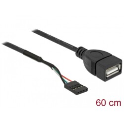 Przewód USB 2.0 z żeńską listwą do 1x USB 2.0 typ A wtyk żeński 60cm Delock 85671