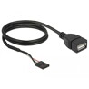 Przewód USB 2.0 z żeńską listwą do 1x USB 2.0 typ A wtyk żeński 60cm Delock 85671