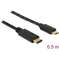 Przewód USB-C 2.0 męski - USB 2.0 micro-B męski 50cm czarny Delock 83333