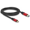Kabel USB 10Gbps USB typ A - USB-C męsko-męski 2m czerwony metalowy Delock 80618