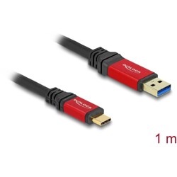 Kabel USB 10Gbps USB typ A - USB-C męsko-męski 1m czerwony metalowy Delock 80617