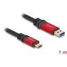 Kabel USB 10Gbps USB typ A - USB-C męsko-męski 1m czerwony metalowy Delock 80617