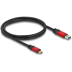 Kabel USB 10Gbps USB typ A - USB-C męsko-męski 1m czerwony metalowy Delock 80617 Kabel USB 10Gbps USB typ A - USB-C męsko-męski 1m czerwony metalowy Delock 80617