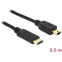 Przewód USB-C 2.0 męski - USB 2.0 mini-B męski 50cm czarny Delock 83335