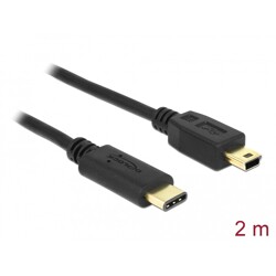 Przewód USB-C 2.0 męski - USB 2.0 mini-B męski 2,0 m czarny Delock 83336