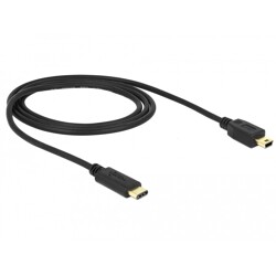 Przewód USB-C 2.0 męski - USB 2.0 mini-B męski 1,0 m czarny Delock 83603