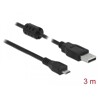 Przewód USB 2.0 typ A - micro-B męsko-męski 3m czarny Delock 84909