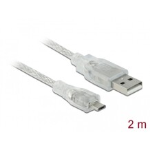 Przewód USB 2.0 typ A - micro-B męsko-męski 2m przezroczysty Delock 83901