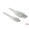Przewód USB 2.0 typ A - micro-B męsko-męski 1m przezroczysty Delock 83898