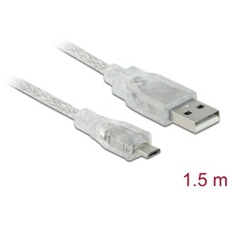 Przewód USB 2.0 typ A - micro-B męsko-męski 1,5m przezroczysty Delock 83899