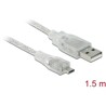 Przewód USB 2.0 typ A - micro-B męsko-męski 1,5m przezroczysty Delock 83899