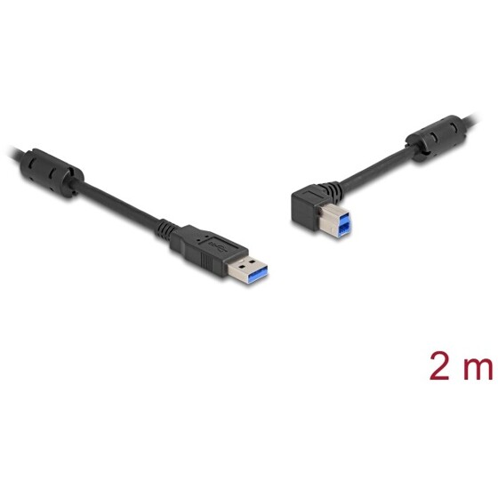 Kabel USB 5Gbps typ A - typ B męsko-męski 90° zagięty w lewo 2m Delock 81101
