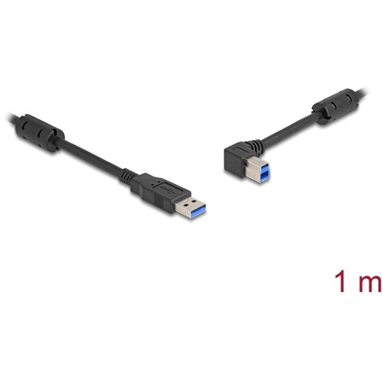 Kabel USB 5Gbps typ A - typ B męsko-męski 90° zagięty w lewo 1m Delock 81100