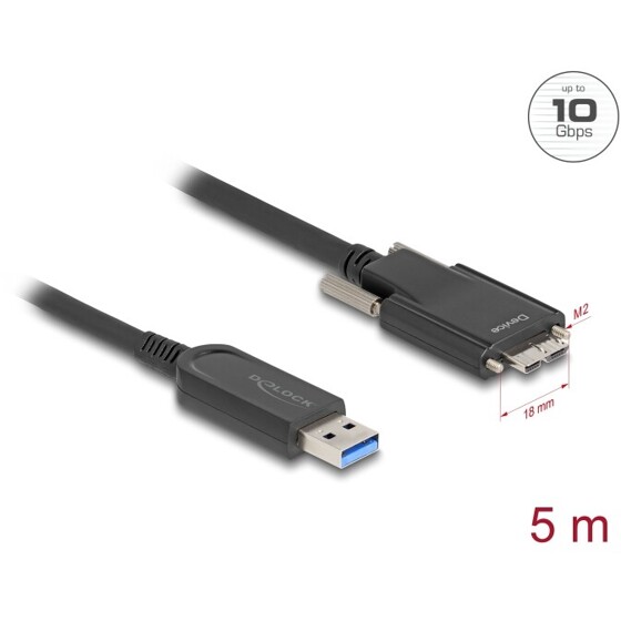 Optyczny aktywny kabel USB 10Gbps-A do micro-B męski ze śrubkami 5m Delock 83211
