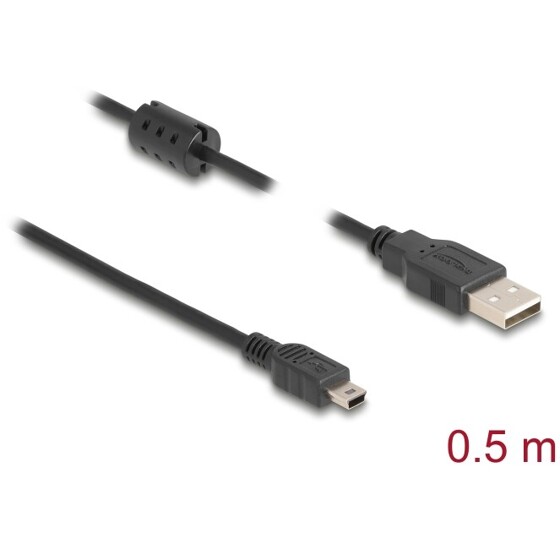 Przewód USB 2.0 typ A - mini-B męsko-męski męski 50cm czarny Delock 84911