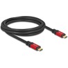 Kabel USB 2.0 USB-C męsko-męski PD 3.1 240W 2m czerwony metalowy Delock 80051