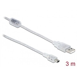 Przewód USB 2.0 typ A - mini-B męsko-męski męski 3m przezroczysty Delock 83908