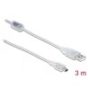 Przewód USB 2.0 typ A - mini-B męsko-męski męski 3m przezroczysty Delock 83908