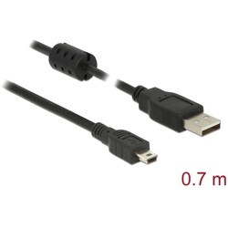 Przewód USB 2.0 typ A - mini-B męsko-męski męski 0,7 m czarny Delock 82396