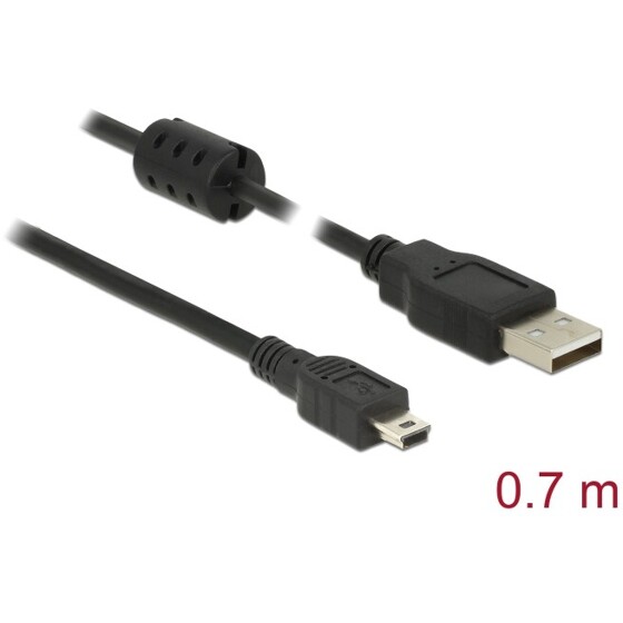 Przewód USB 2.0 typ A - mini-B męsko-męski męski 0,7 m czarny Delock 82396