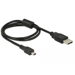 Przewód USB 2.0 typ A - mini-B męsko-męski męski 0,7 m czarny Delock 82396 Przewód USB 2.0 typ A - mini-B męsko-męski męski 0,7 m czarny Delock 82396