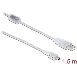 Przewód USB 2.0 typ A - mini-B męsko-męski męski 1,5m przezroczysty Delock 83906