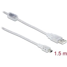 Przewód USB 2.0 typ A - mini-B męsko-męski męski 1,5m przezroczysty Delock 83906