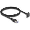 Kabel USB 5Gbps wtyk USB typ A prosty do wtyk USB micro-B ze śrubami 90° w górę 1m czarny Delock 80483