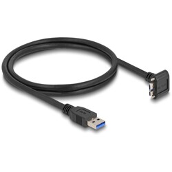 Kabel USB 5Gbps wtyk USB typ A prosty do wtyk USB micro-B ze śrubami 90° w górę 1m czarny Delock 80483 Kabel USB 5Gbps wtyk USB typ A prosty do wtyk USB micro-B ze śrubami 90° w górę 1m czarny Delock 80483