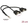 Przewód USB 2.0 z 1,25mm 8-pin listwą - 2x USB 2.0 typ A wtyk żeński do zabudowy panel. 25cm Delock 84839
