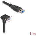 Kabel USB 5Gbps USB typ A męski prosty do USB micro-B męski 90° w dół z rozstawem śrub 18 mm 1m czarny Delock 81030