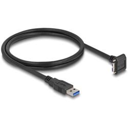 Kabel USB 5Gbps USB typ A męski prosty do USB micro-B męski 90° w dół z rozstawem śrub 18 mm 1m czarny Delock 81030 Kabel USB 5Gbps USB typ A męski prosty do USB micro-B męski 90° w dół z rozstawem śrub 18 mm 1m czarny Delock 81030