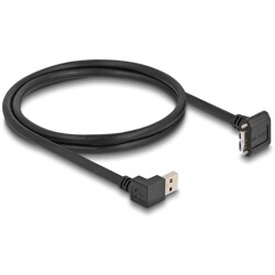Kabel USB 5Gbps USB typ A męski 90° w dół do USB micro-B męski ze śrubami 90° w dół 1m czarny Delock 80482 Kabel USB 5Gbps USB typ A męski 90° w dół do USB micro-B męski ze śrubami 90° w dół 1m czarny Delock 80482