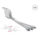 Zwijany kabel USB-C 3w1 do ładowania Lightning / micro USB / USB-C biały Delock 85844