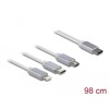 Zwijany kabel USB-C 3w1 do ładowania Lightning / micro USB / USB-C biały Delock 85844