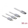 Zwijany kabel USB-C 3w1 do ładowania Lightning / micro USB / USB-C biały Delock 85844