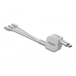 Zwijany kabel USB-C 3w1 do ładowania Lightning / micro USB / USB-C biały Delock 85844