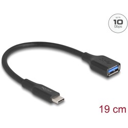 Adapter USB 10Gbps USB-C męski - typ A żeński 19 cm 60W QC 3.0 czarny Delock 67179