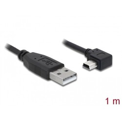 Przewód USB 2.0 typ A wtyk męski - typ mini-B wtyk męski kątowy 1m Delock 82681
