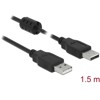 Przewód USB 2.0 typ A - typ A 1,5m czarny Delock 84890